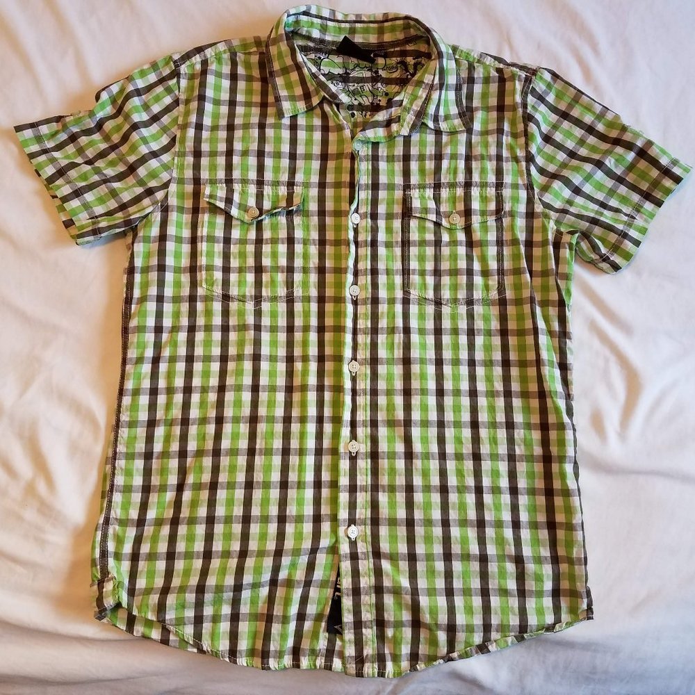 Vurt Short Sleeve Button-up Plaid Shirt